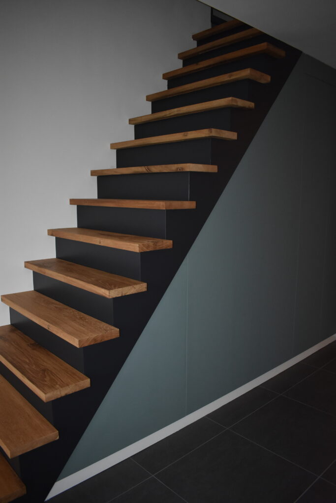 stairs of planed oak planks