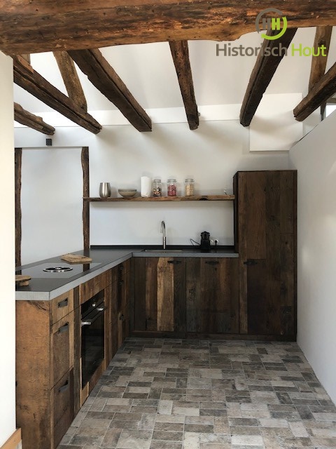 kitchen with old wood panels